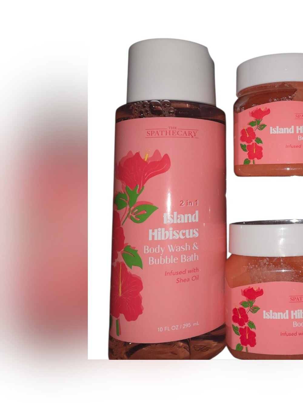 Island Hibiscus Body Wash & Bubble Bath, Lotion And 2 Scrubs